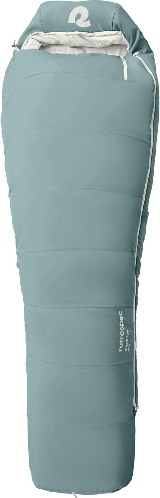 Retrospec Dream Sleeping Bag - 5, 15, 30 Mummy for Camping, Insulated Cold Weather, Lightweight Stuff Sack, Water-Resistant, Adjustable Draw Cords, Adult