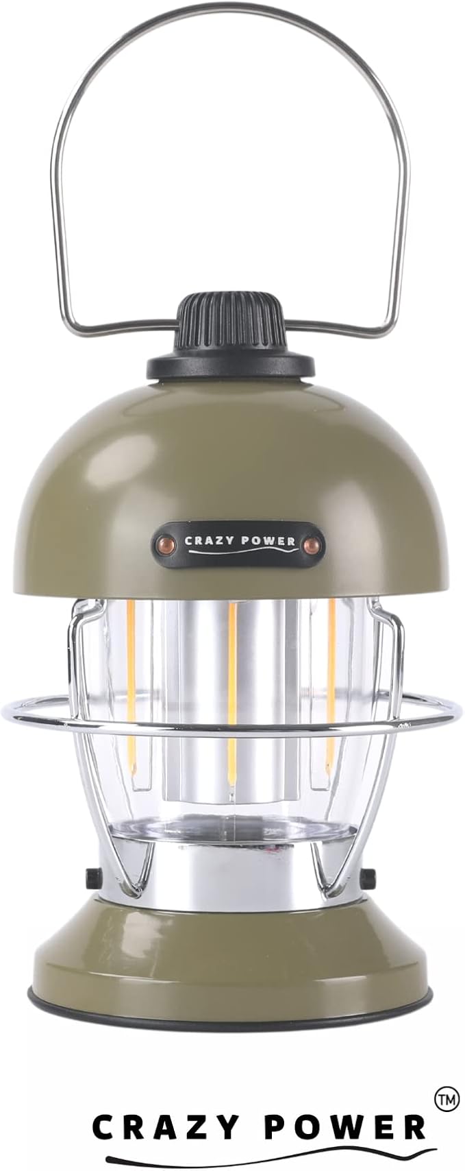 Crazy Power Camping Lantern Rechargeable LED Camping Light Premium Vintage Light 4500 mAh High Capacity Dimmable 3 Light Modes Waterproof for Camping Hiking Fishing Power Outages (CPB200 Green)
