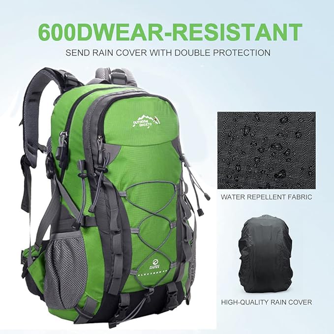 INOXTO lightweight Hiking Backpack 35L/40L Hiking Daypack with Waterproof Rain Cover for Travel Camping Outdoor Men and Women