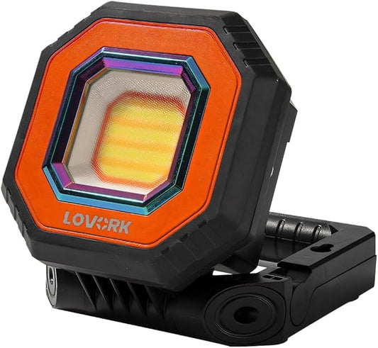 Camping Light Work Light 10000mAh 1500LM Rechargeable Magnetic 5 Modes Flood Light IPX5 Waterproof Portable Clamp Light for Outdoor, Emergency, Repairing, Fishing, Power Outages (Orange)