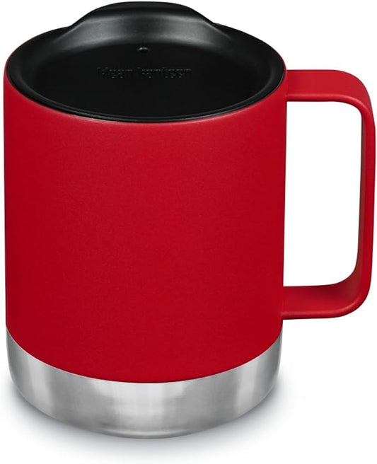 Klean Kanteen Camp Mug - Stainless Steel, Vacuum Insulated Coffee Mug - For Hot & Cold Drinks - With Splash-Proof Lid - Red, 12 oz