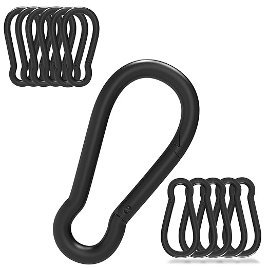 Small Carabiner Clip,15Pcs 2Inch Black Carabiners Clips M5 Alloy Steel Spring Snap Hook,Locking Carribenares for Climbing Hiking Camping Fishing…