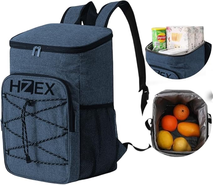 Travel Cooler Lunch Backpack, 25L or 25 Can Hiking Back Pack, Insulated Lunch Box Bag, Water Resistant Can Beach Cooler, Leakproof and Lightweight for Traveling, Fishing, Camping