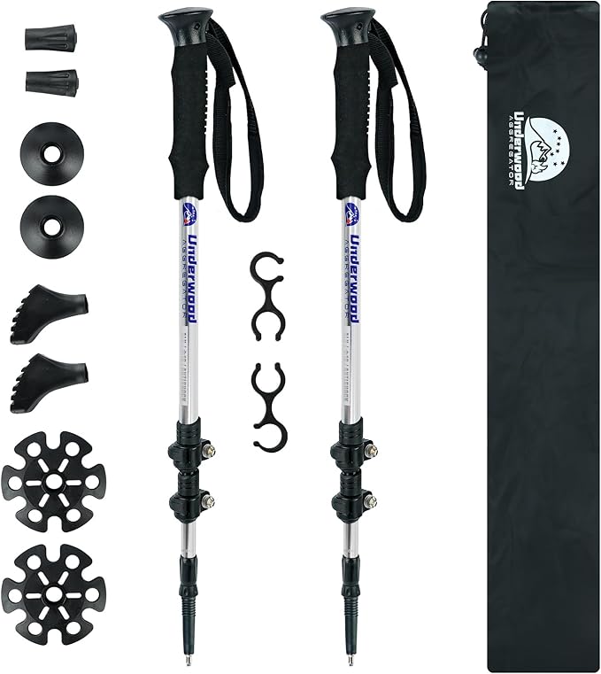 Trekking Poles Collapsible Hiking Poles - 2 Pack Adjustable Aluminum Hiking Sticks, Lightweight Walking Sticks for Women, Men, Seniors, Kids, Walking Poles for Backpacking by Underwood Aggregator