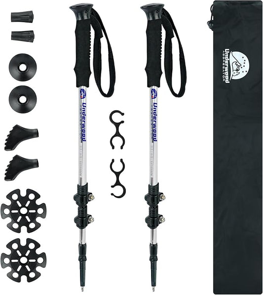 Trekking Poles Collapsible Hiking Poles - 2 Pack Adjustable Aluminum Hiking Sticks, Lightweight Walking Sticks for Women, Men, Seniors, Kids, Walking Poles for Backpacking by Underwood Aggregator
