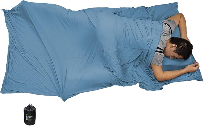 Travel Sheets for Hotel, Rayon Derived from Bamboo, Stretchy Sleep Sack for Adults, Warm Weather/Summer Sleeping Bag Liner for Camping and Travel, Rectangular with Pillow Pocket, Mummy, Cooling Sheets