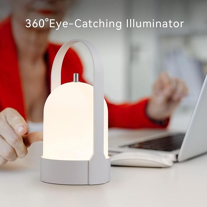 Tubicen Portable LED Cordless Rechargeable Lantern Table Lamp, 4000mAh Powerful Battery Operated Outdoor Table Lamps, 4 Levels Touch Dimmable Night Light for Camping Home Restaurant Bedroom Balcony