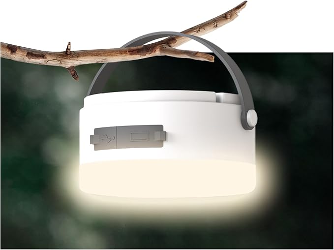 Hanging Camping Tent Light with Stepless Dimming & Magnetic Base, USB-C Rechargeable LED Lantern for Outdoor Glamping, Emergencies, Indoor Outages (Portable Waterproof, Power Bank Function)