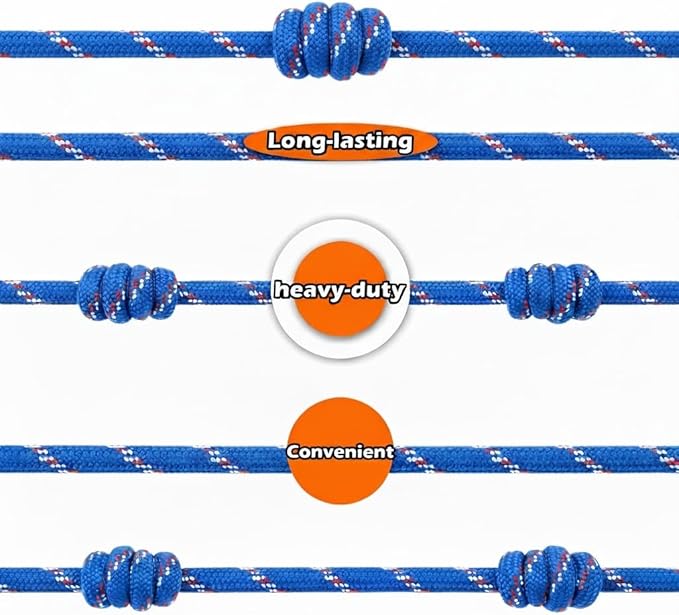 Wellmax Diamond Braid Nylon Rope - 3/8 Inch by 50 Feet Blue Color - Extra Strength, Sunlight and Weather Resistant - Heavy Duty Construction