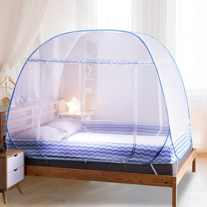 Jsanh Folding Mosquito Net Tent Canopy Curtains for Beds Pop Up King Size Portable Netting with Bottom Baby Adults L80XW72XH62inch