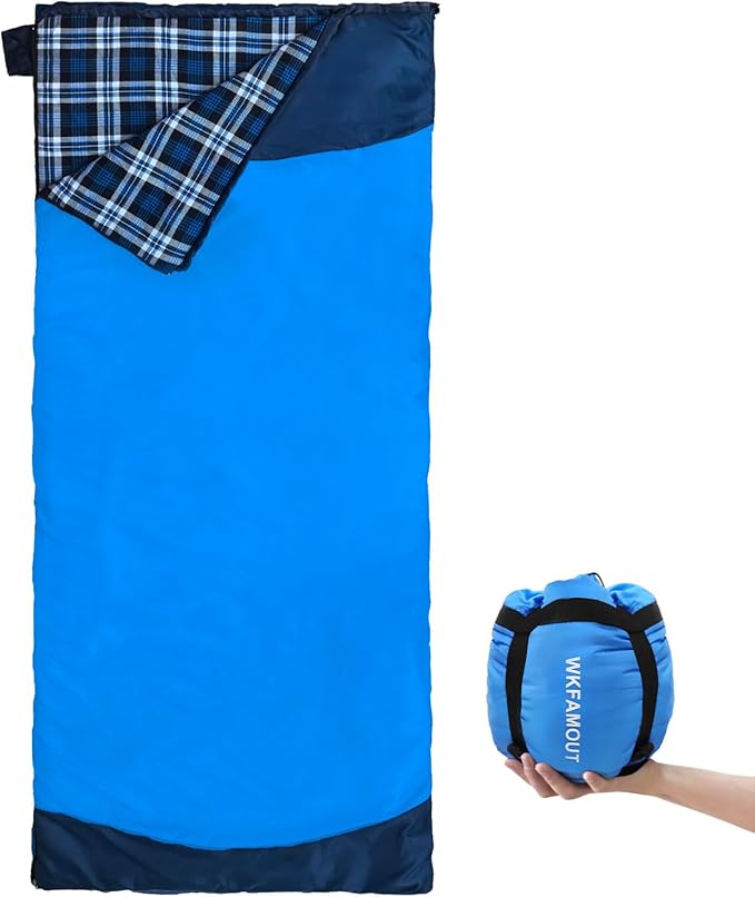 Backpacking Flannel Sleeping Bag Lightweight for Adults Hiking Ultralight Compact Sleeping Bag Portable Warm Weather Summer with Compression Sack