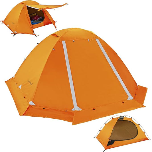 Clostnature Libra Lightweight Backpacking Tent - 1/2 Person 4 Season Ultralight Waterproof Camping Tent, Large Size Easy Setup Tent for Winter, Cold Weather, Family, Outdoor, Hiking and Mountaineering