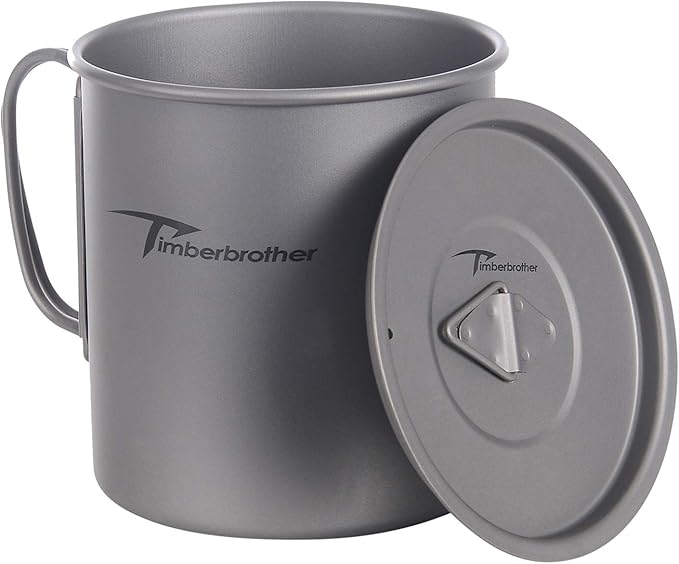 250ml-900ml Titanium Cup Camping Mug Foldable Handle Titanium Pot with Lid