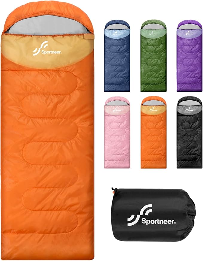 Sportneer Sleeping Bags for Adults, Warm & Cold Weather Sleeping Bag for Adults Kids Boys Girls - Lightweight Compact Camping Gear Equipment, Traveling, Backpacking, Hiking