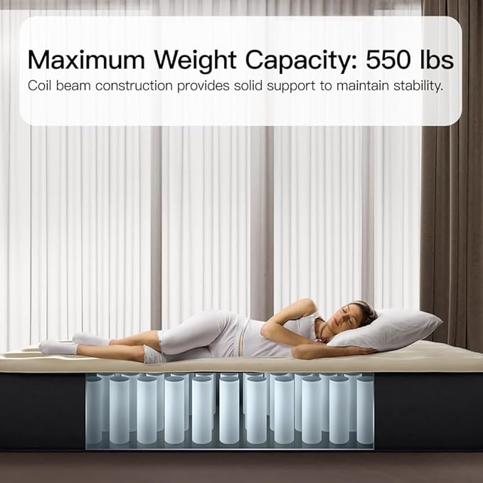 Air Mattress Twin with Built in Pump - 2 Mins Quick Self Inflatable,13"/550lbs Max Blow Up Bed, All Night Stability No Lost Air，No Peculiar Smell for Camping,Home,Guests & Portable Travel
