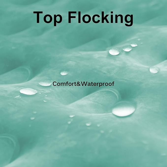 Queen Air Mattress with Built-in Pump, Air Bed with Portable Storage Bag, 18'' Blow up Mattress Suitable for Home and Guests, Top Flocking, 18" Queen Turquoise