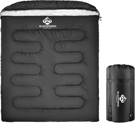 Double Sleeping Bag for Adults Men Women, XL Queen Size Two Person Sleeping Bag for All Season Camping Hiking Backpacking 2 Person Sleeping Bags for Cold Weather & Warm