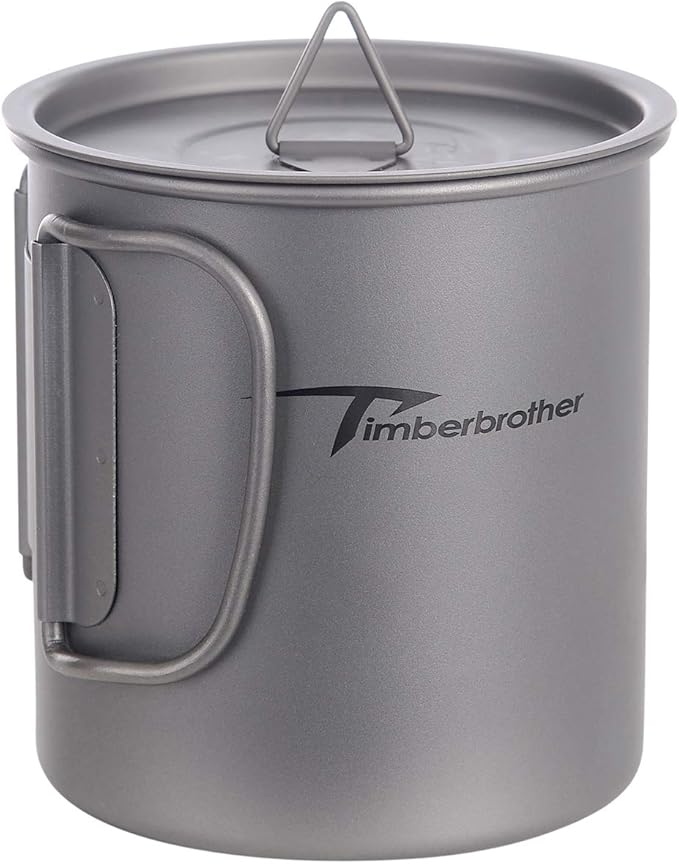 250ml-900ml Titanium Cup Camping Mug Foldable Handle Titanium Pot with Lid
