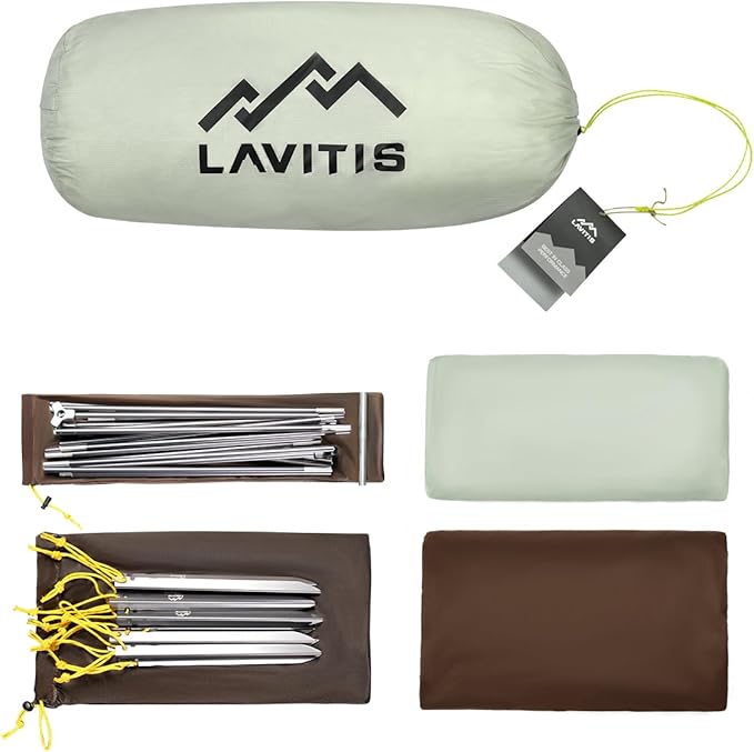 Ultralight 2 Person Backpacking, 4LB Portable 20D Waterproof Nylon Camping, 3 Season Hiking Trekking Tent with 7001 Aluminum Poles