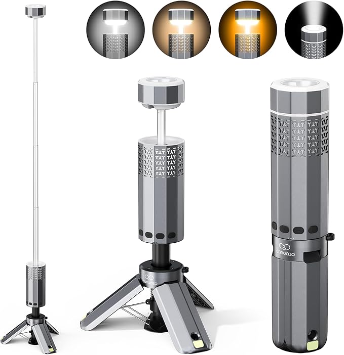 Rechargeable 20000mAh Camping Light, Telescopic Camping Lights, Collapsible Magnetic Camping Lantern with Stand IPX6 Waterproof Flashlights, Camping Lamp for Emergency, Hiking