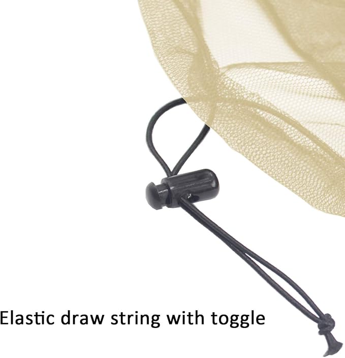 Anvin Mosquito Head Mesh Nets Gnat Face Netting for No See Ums Insects Bugs Gnats Biting Midges from Any Outdoor Activities, Works Over Most Hats Comes with Free Stock Pouches (3pcs, Khaki)