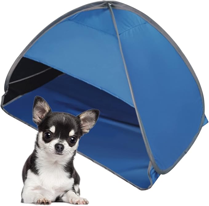 Pop Up Beach Sun Shelter, 1 Pack Foldable Tent for Anti-UV Mini Head Tent for Outdoors Camping Picnic, Black Glue Blue
