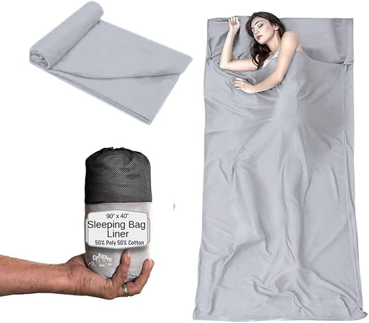 Sleeping Bag Liner XL-Lightweight Adult Sleep Sack – Cotton Summer Sleeping Bag for Adults – Washable Self Tan Sleep Sack – Travel Sheets for Camping & Travel – Compact Camping Bedding