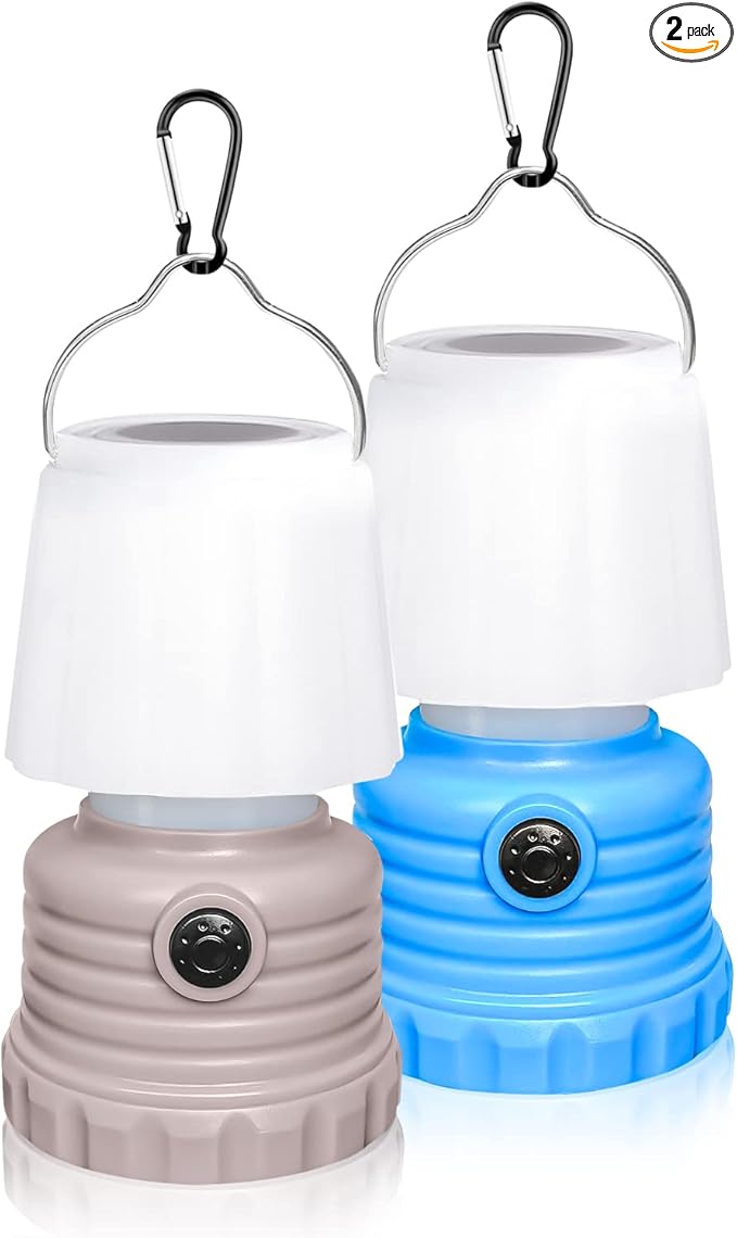 Onite 2 Pack Kids Camping Gear, Lanterns Battery Powered Led, with Flame Flicker Lighting Mode, 600Lm, for Kids Camping Chair, Bedroom, Festival, Party Decoration and Outdoor