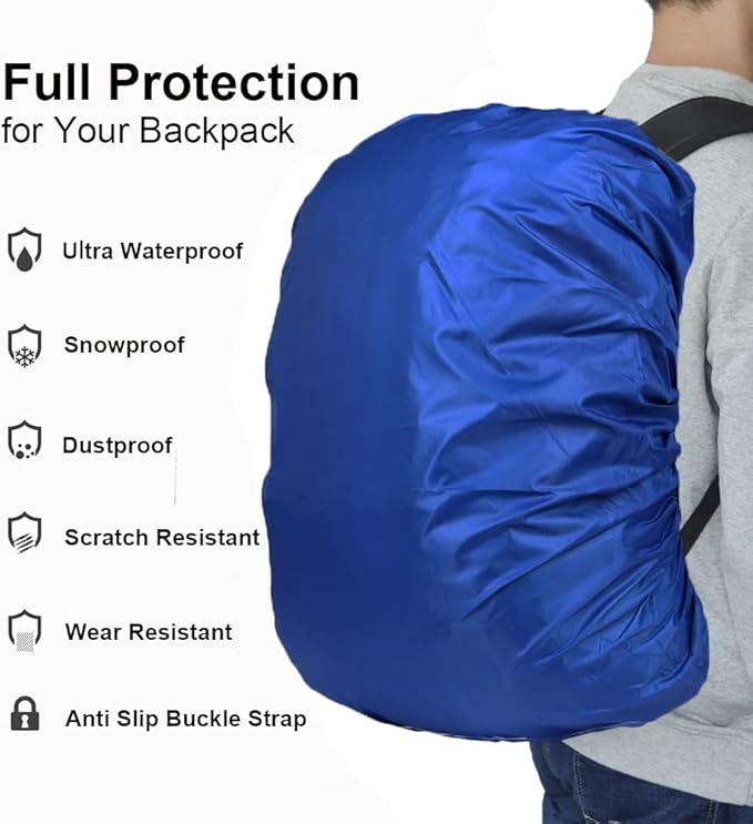 Waterproof Backpack Rain Cover with Anti Slip Buckle Strap for Camping, Hiking, Traveling, Hunting, Biking, 15-80L
