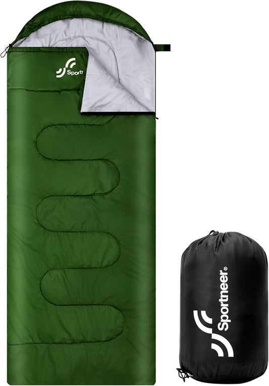 Sportneer Sleeping Bags for Adults, Warm & Cold Weather Sleeping Bag for Adults Kids Boys Girls - Lightweight Compact Camping Gear Equipment, Traveling, Backpacking, Hiking