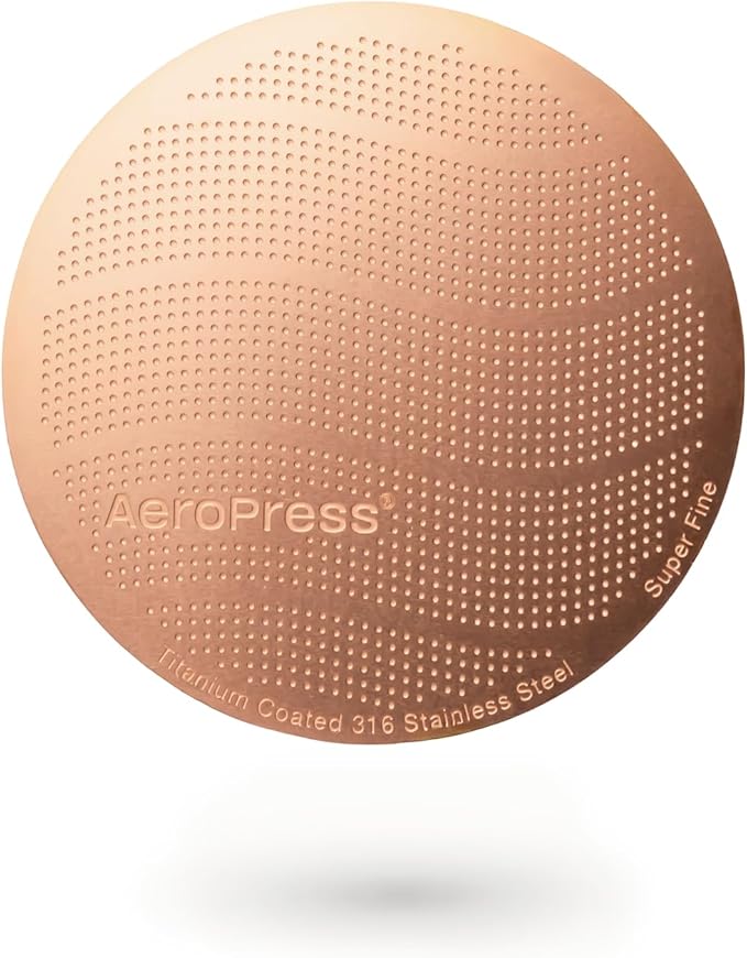 AeroPress Gold Tone Stainless Steel Reusable Filter – Durable Metal Coffee Filter, Sustainable, Eco-Friendly, Travel-Friendly, Fits Standard AeroPress Manual Coffee Makers