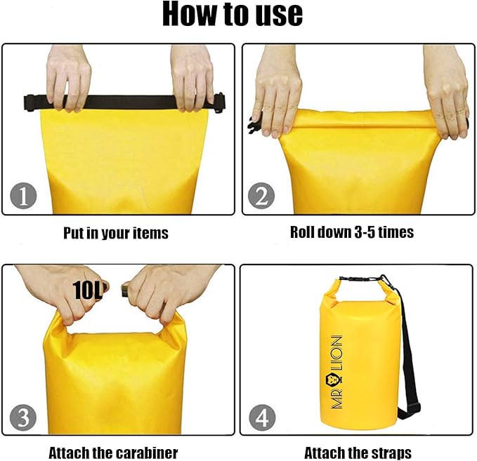 MR LION Waterproof Dry Bag - Roll Top Waterproof Backpack Sack Keeps Gear Dry for Kayaking, Beach, Rafting, Boating, Hiking, Camping and Fishing with Waterproof Phone Case (Yellow 30L)