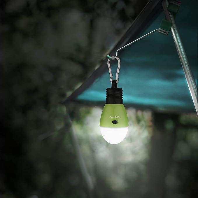 EverBrite Rechargeable Camping Light,Portable Tent Lantern,3 Lighting Modes, Hanging Tent Light Bulbs with Clip Hook for Hiking, Fishing, Backpacking, Emergency and More-Green