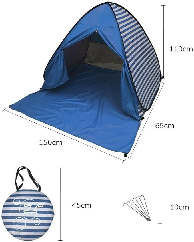 YBK Tech New Stripe Style Automatic Pop Up Beach Tent UV Protection Instant Portable Quick Cabana Sun Shelter for 2-3 Persons (Green)