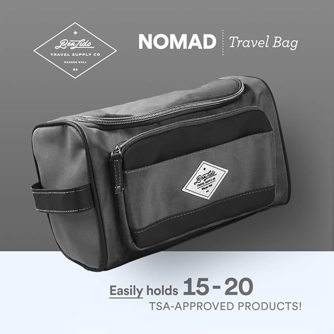 Convenience Kits International Men's Premium 15-Piece Kit wth Travel Size TSA Compliant Essentials, Featuring: Head & Shoulders Dandruff Shampoo Classic Clean and Palm Scalp Brush in Black Dopp Bag