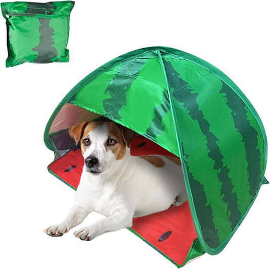 Dog Beach Tent Sun Shelter, 1 Pack Watermelon Portable Automatic Pop-up Sun Shelter Tent Instant Sun Shade Canopy for Puppy Small Pets, L
