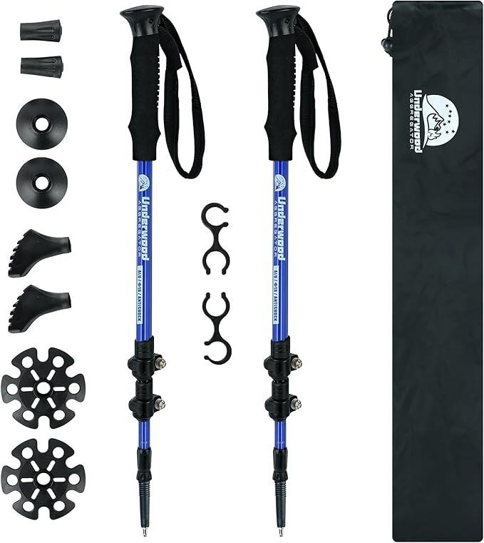 Trekking Poles Collapsible Hiking Poles - 2 Pack Adjustable Aluminum Hiking Sticks, Lightweight Walking Sticks for Women, Men, Seniors, Kids, Walking Poles for Backpacking by Underwood Aggregator