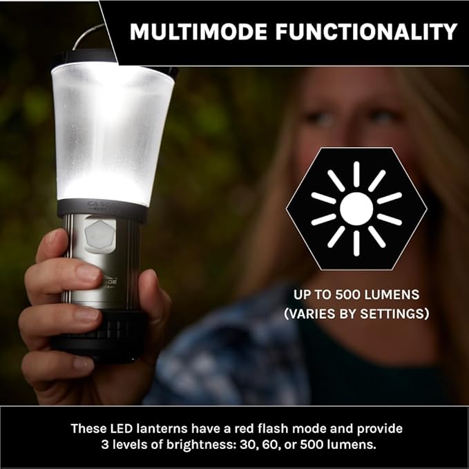 Cascade Mountain Tech Collapsible IPX4 Water-Resistant LED Lantern with 4 Light Modes - 3 Pack,Black/Silver