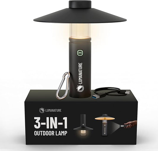 Rechargeable Camping Lantern – LED Outdoor Light with Flashlight & Lantern Modes, Magnetic Base & Hanging Hooks – Waterproof Emergency Light for Camping Backpacking Hiking & Power Outages - Black