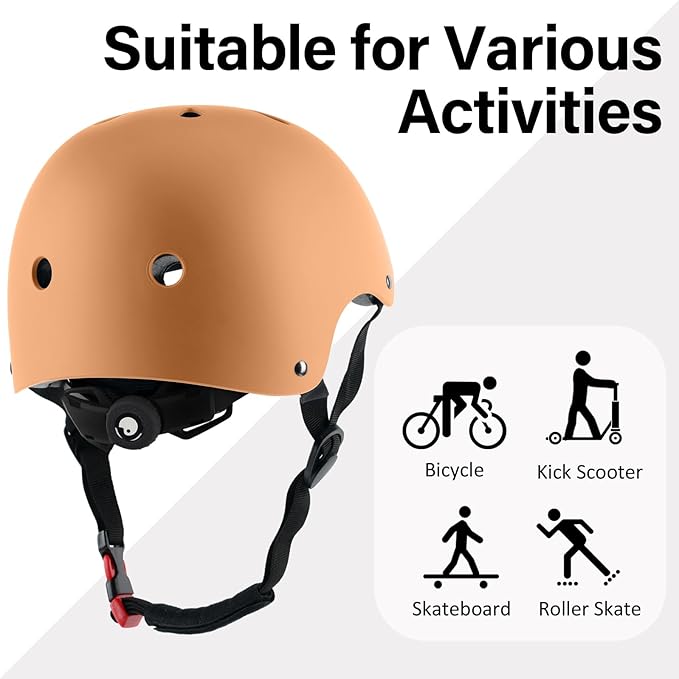 Skateboard Bike Helmet, Lightweight Adjustable, Multi-Sport for Bicycle Skate Scooter, 3 Sizes for Adult Youth & Kids