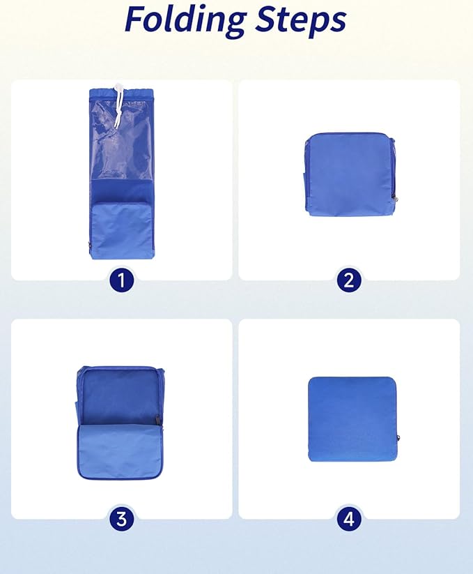 WANDF Swim Bag Foldable Mesh Drawstring Bag with Quick-dry Shoulder Strap Beach Backpack with Wet Pocket for Swimming, Gym, and Workout Gear (Blue Patent Pending)