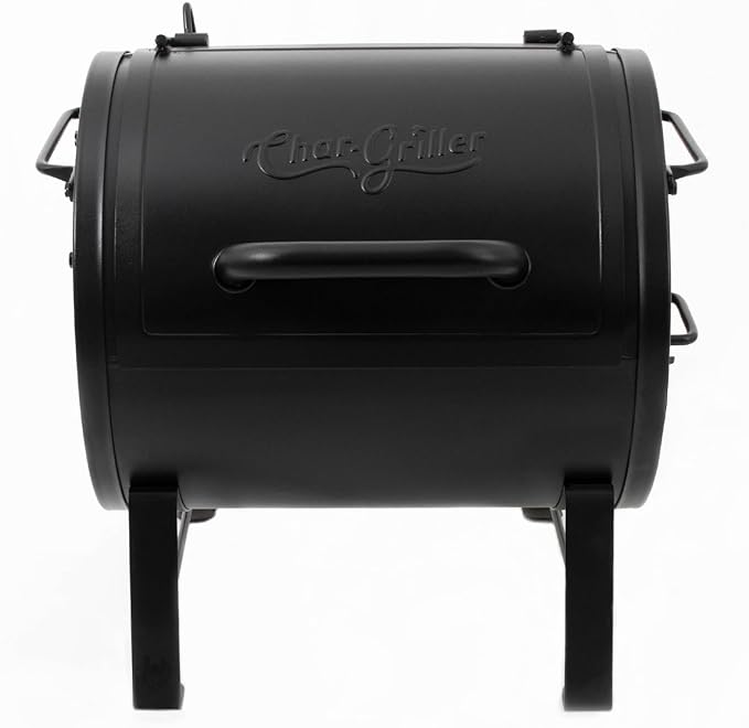 Char-Griller® Portable Charcoal Grill and Side Fire Box Attachment for Texas-Style Offset Smoking Methods with 250 Cooking Square Inches in Black, Model E82424