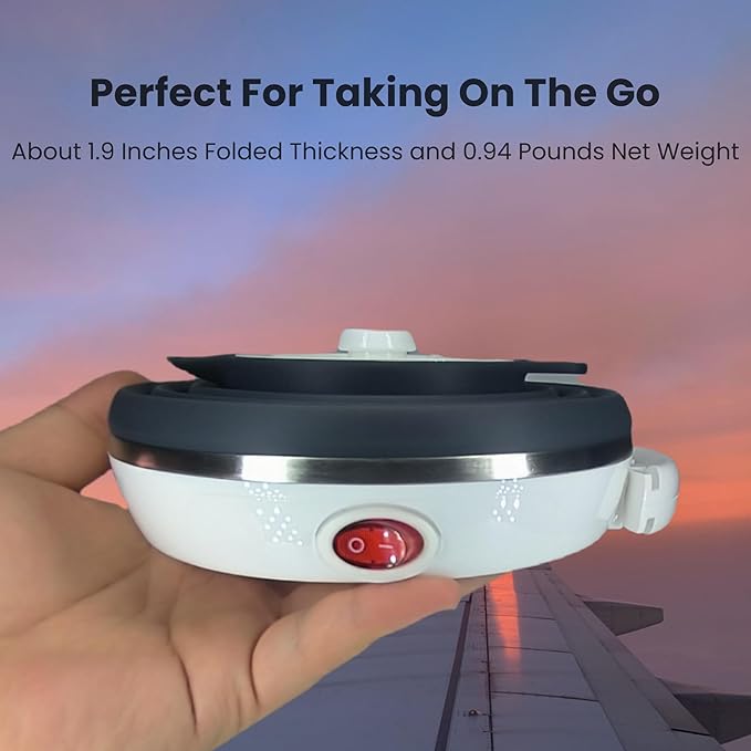 Travel Electric Kettle Small, Collpasible Electric Kettle, Portable Tea Kettle + Paperless Collapsible Pour Over Coffee Dripper, Travel Pour Over Coffee Maker Camping Single Cup (Black)