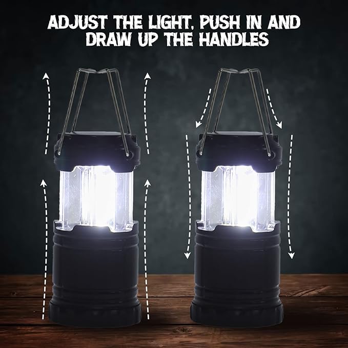 Battery Powered Camping Lantern ( 2 Pack )- Portable COB Hanging Lamp Lights | Waterproof Collapsible Lantern Flashlight for Tent Lights, Power Outages, Hurricane Emergency, Hiking