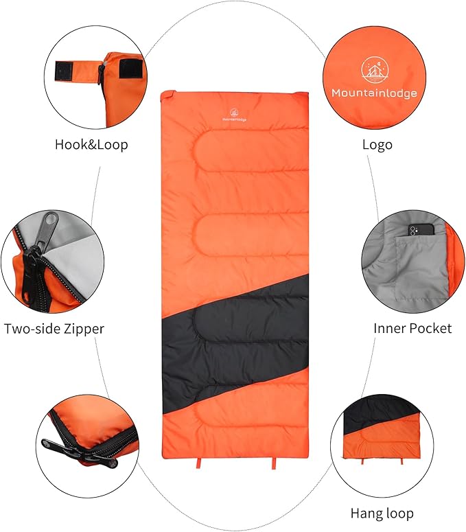 3-Season Sleeping Bag for Adult Waterproof, Lightweight - Camping Gear Equipment for Camping,Travel and Backpacking