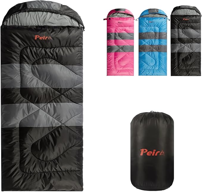 Sleeping Bags, Camping Sleeping Bag for Adults, 3 Season Warm & Cool Weather, Lightweight Waterproof Sleeping Bags for Indoor Outdoor Camping Traveling Backpacking, Pink/Blue/Black