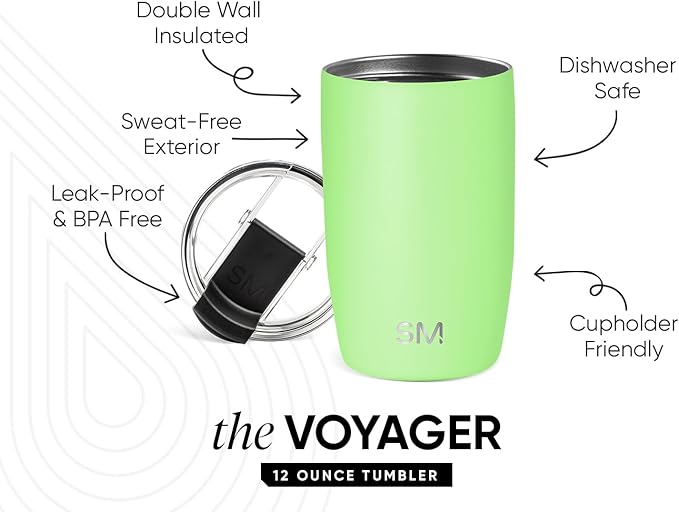 Simple Modern Travel Coffee Mug Tumbler with Flip Lid | Reusable Insulated Stainless Steel Cold Brew Iced Coffee Cup Thermos | Gifts for Women Men Him Her | Voyager Collection | 12oz | Baja