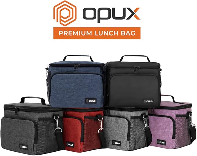 OPUX Insulated Lunch Bag for Men Women, Soft Lunch Box for Office Work School Picnic, Leakproof Lunch Cooler Bag with Shoulder Strap for Kid Adult Boy Girl, Medium Lunchbox Lunch Tote (Heather Purple)