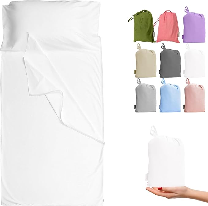 Brand - GANNAFEE Cotton Sleeping Bag Liner with Zipper - 100% Cotton Travel Sheet Sleep Sack Adult - Travel Sleeping Bag for Hotels Camping Hiking
