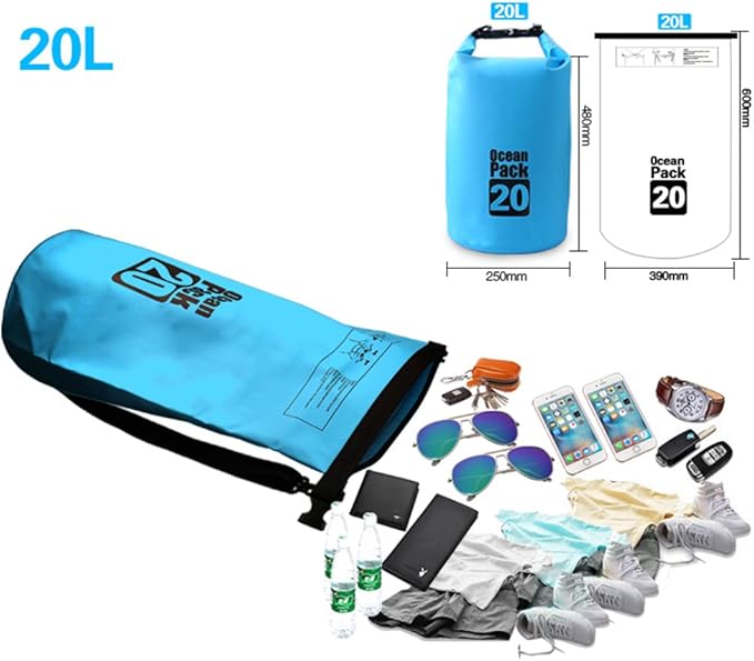 Dry Sack/Floating Waterproof Bag 2L/5L/10L/20L/30L for Boating, Kayaking, Hiking, Snowboarding, Camping, Rafting, Fishing and Backpacking